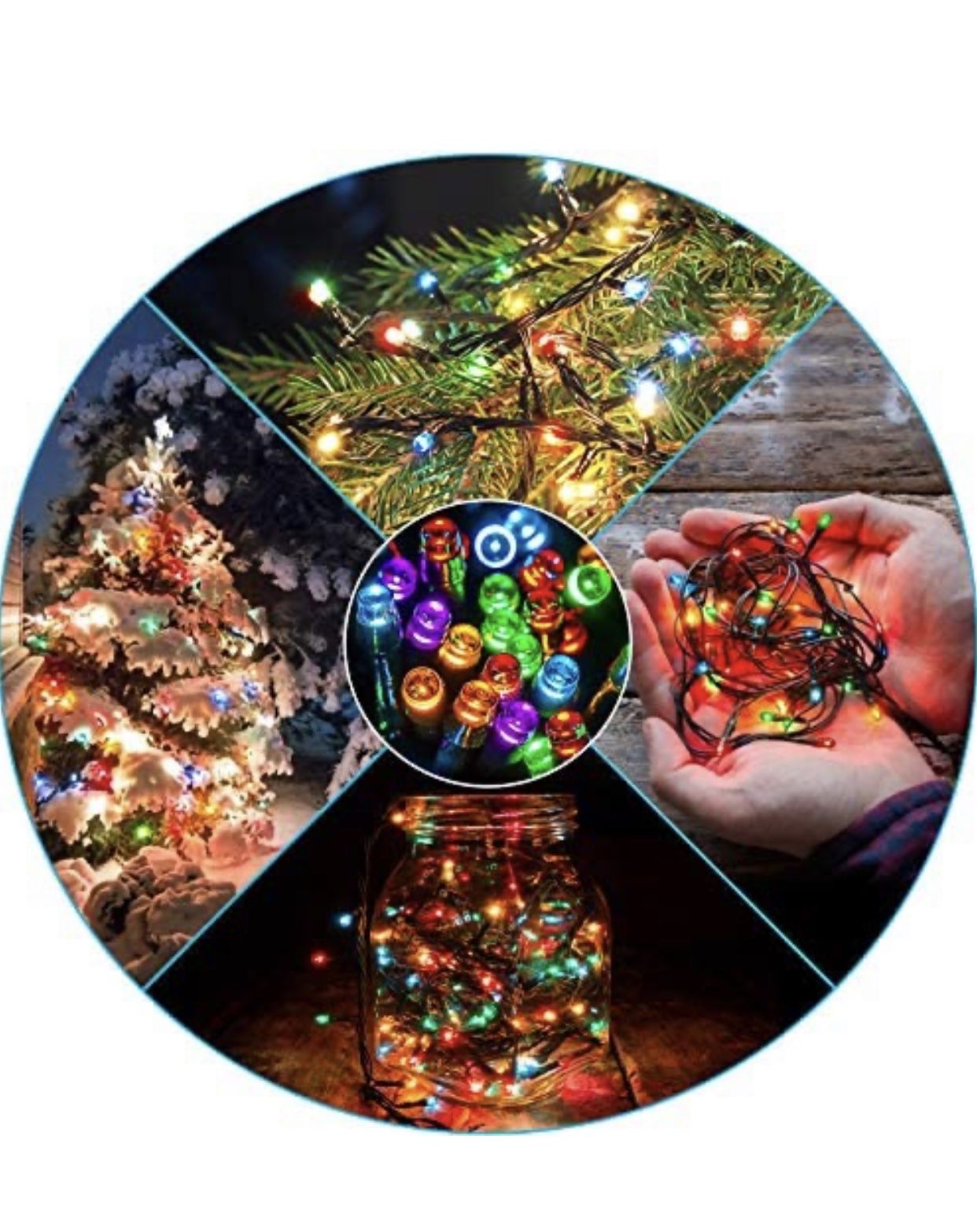 Waterproof LED Outdoor Christmas String Lights, LED UL Certified 8 Modes with End-to-End Plug, Indoor & Outside Fairy Light for Christmas Tree, Patio,