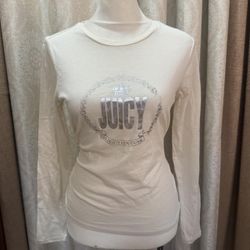 juicy couture long sleeve white / cream shirt with print 