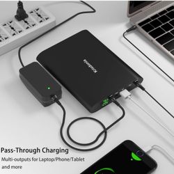 50000mAh Laptop Power Bank 5/9/12/16/19/20V Portable Laptop Battery Charger with QC3.0 USB-A Port & 12V Type-C Port for Laptop, Tablet, Smartphone and