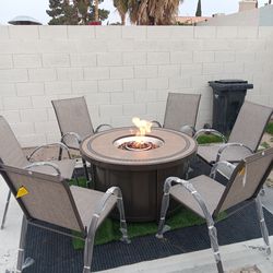 Patio Set Fire Pit And 6 New Chairs