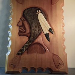 Native American Great Spirit Handmade Wood Wall Plaque