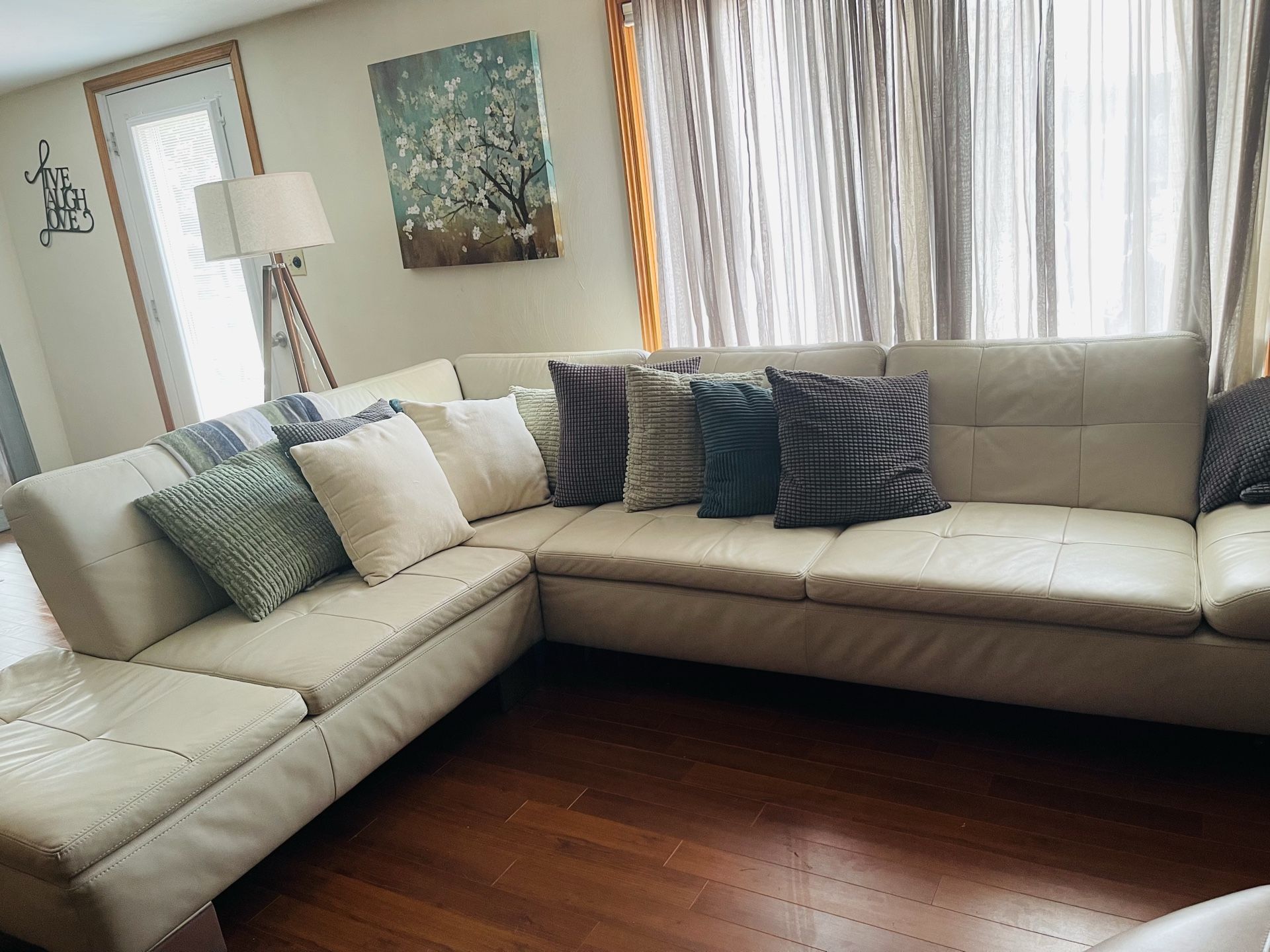 Luxury Leather Cream Couch