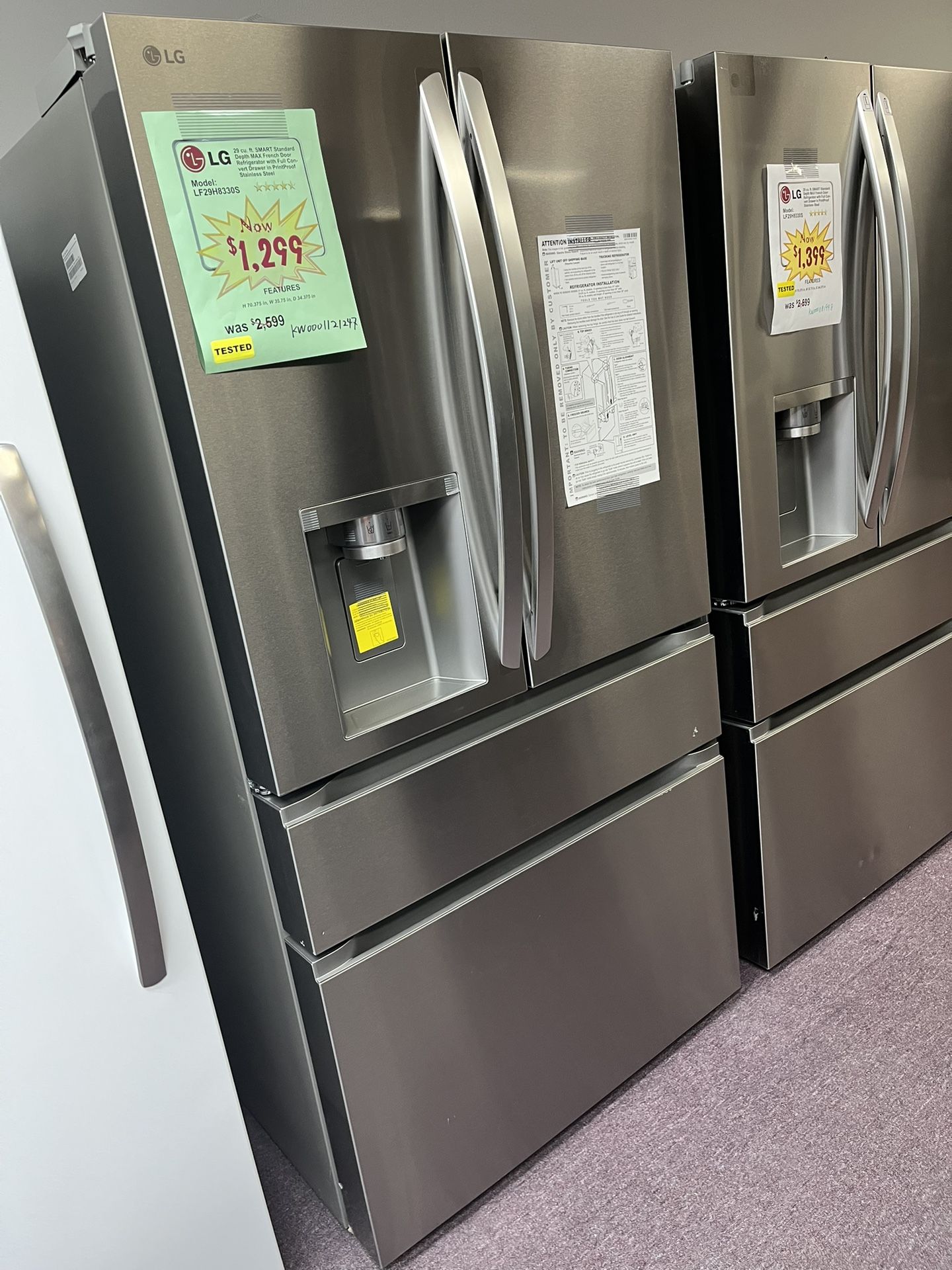 Refrigerator, LG Open Box 4 Door French Door Friger