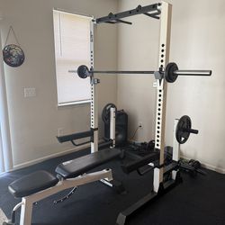 Half rack and adjustable bench
