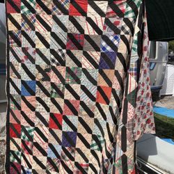 1950s Antique cotton Patch Work Quilt hand Pieced