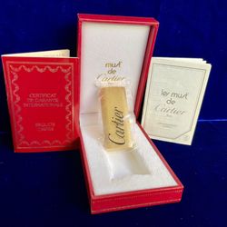 Vintage Brushed Gold Cartier Lighter New Sealed Old Stock Condition Full Set 