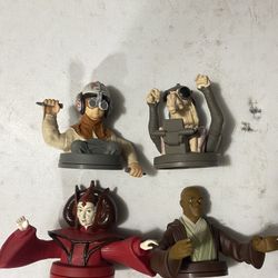 1999 Star Wars promotional cup toppers from Taco Bell, KFC, and Pizza Hut.