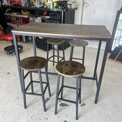 Small Bar Stool Table High With 4 Chairs
