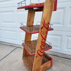 Collectible Coca Cola Vintage Wood Store Display Shelf Coke Shelves