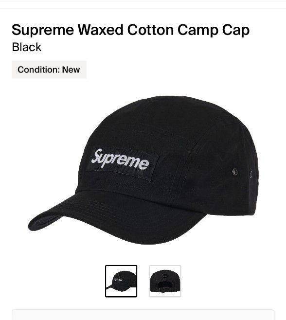 Supreme Cotton Camp Cap Black Hat