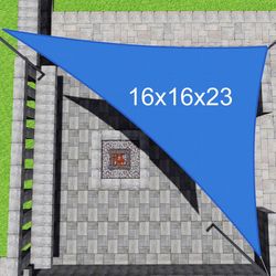 Brand New $15 Triangle 16x16x23 FT Sun Shade Sail Outdoor Patio Cover w/ Ropes (Blue color) 