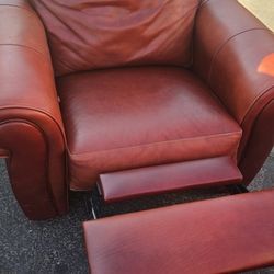 Red Leather Couch And Reclining Chair