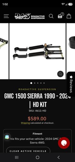 RoadActive Suspension HD Kit for GMC 1500 Sierra models from 1990 to 2024.