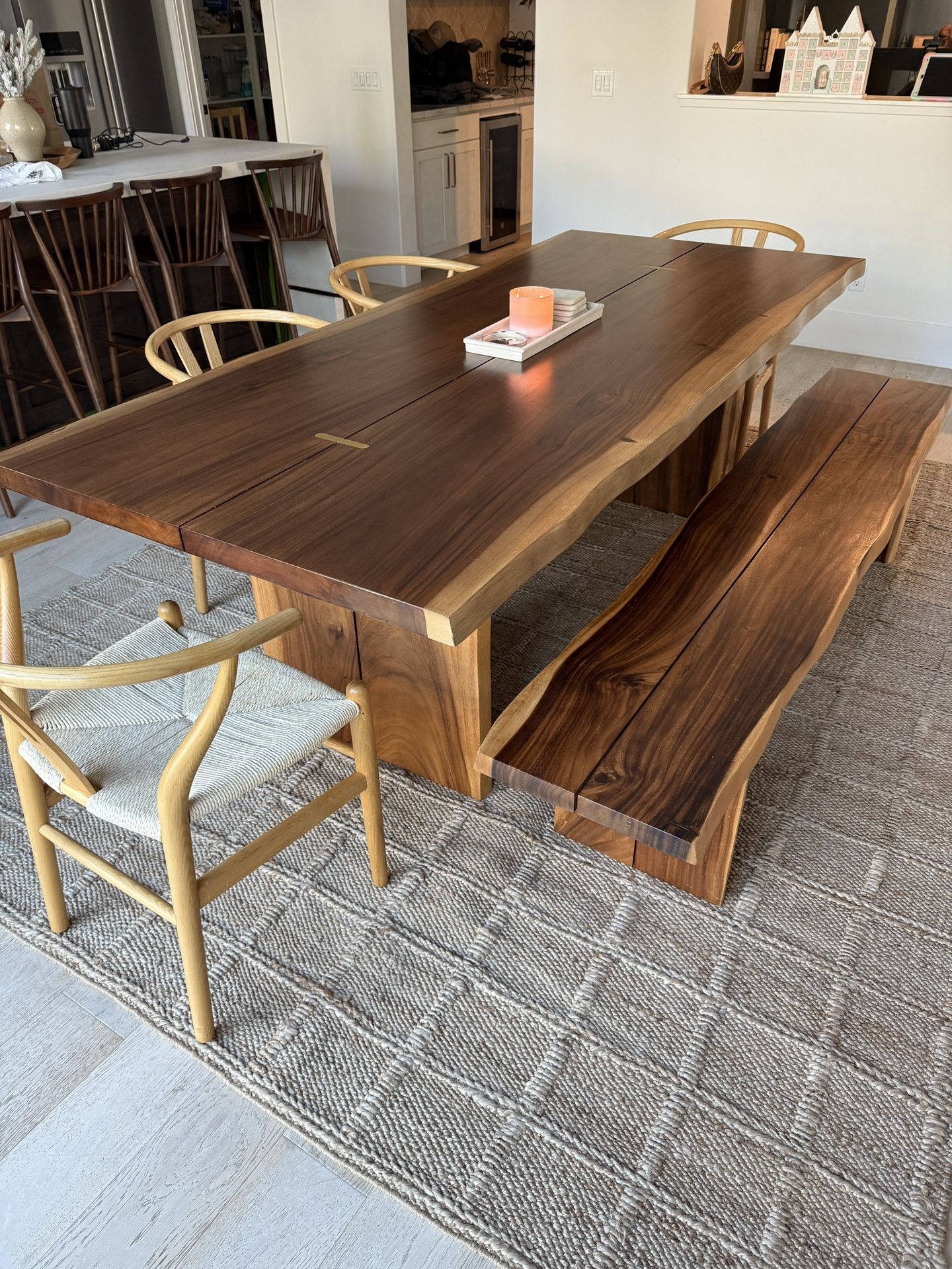 90 inch Live Edge Wood Dining Table + bench
