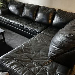 Black Leather Sectional 