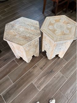 Round dining table, end tables, massage table, shoe rack, little desk