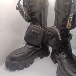 Prada Black Monolith Combat Boots