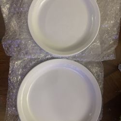 White Ceramic Glass Plates- 10 (Medium & Large Sets)