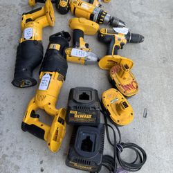 Dewalt Tools, Batteries, And Chargers Drills Impact Saws All Full Bundle