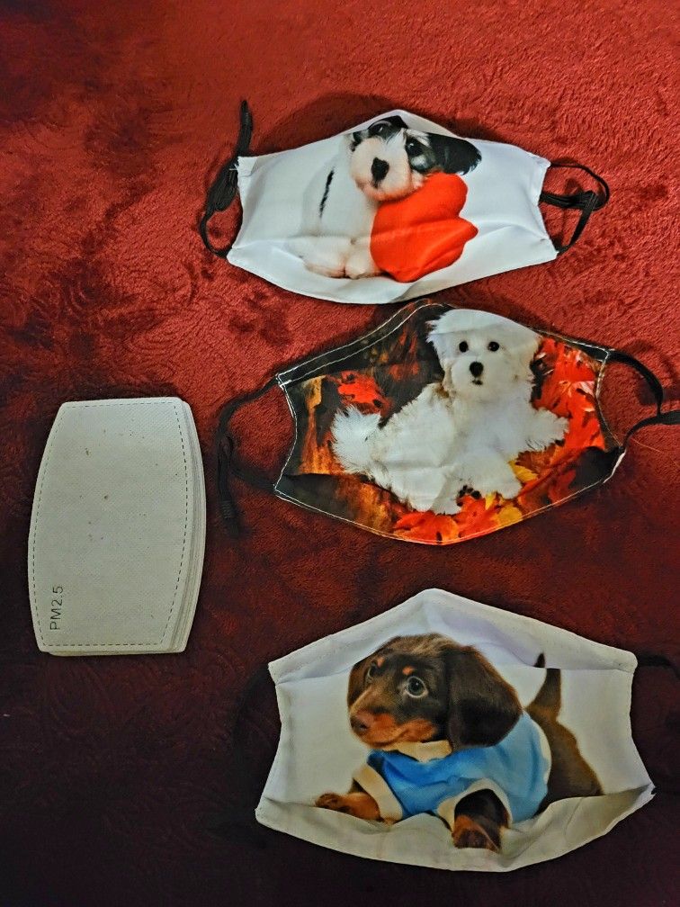 NWT ADULT FACE MASK DOGS 3 PACK UNISEX SIZE ONE SIZE FITS ALL