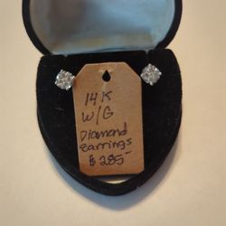 14 Karat White Gold Diamond Earrings