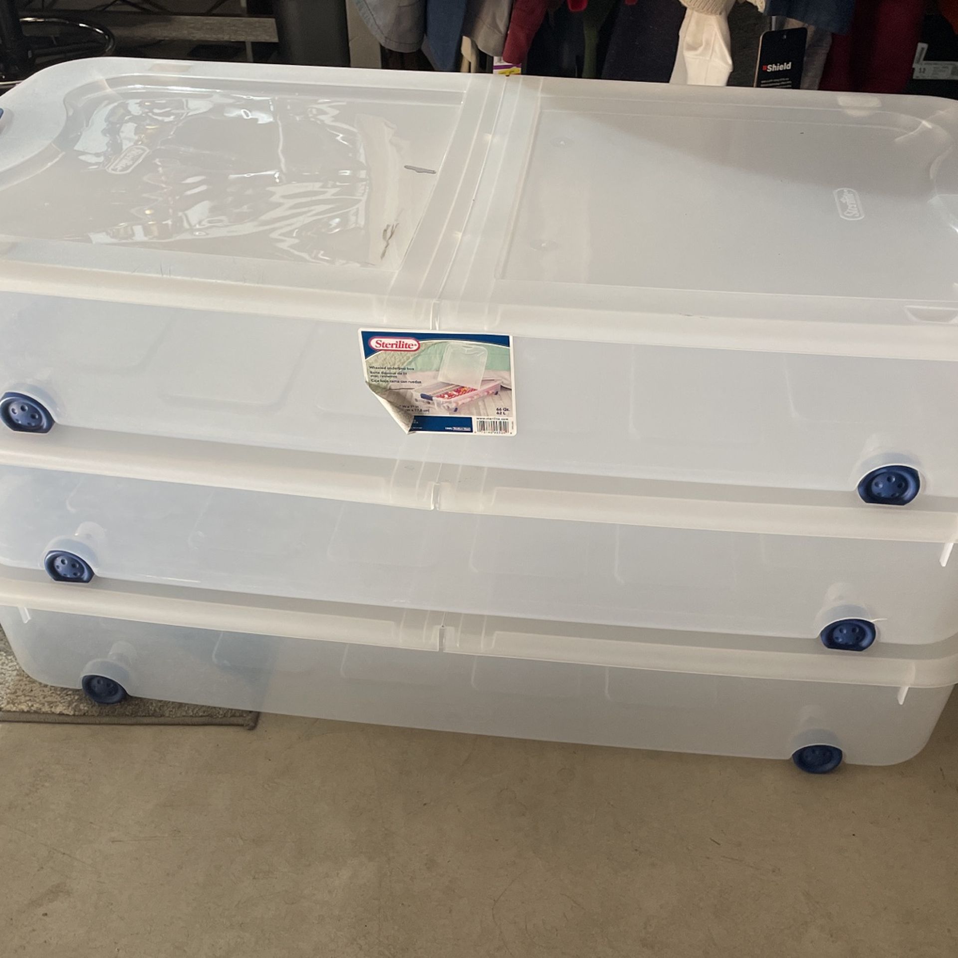 3 X Sterilite 66 Qt Wheeled Under bed Storage Box