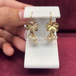 14k Gold Earrings 5.2g Grape Style 