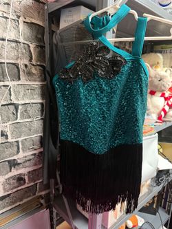 25. ✨💙 Turquoise Sequin Fringe Dance Dress - Stage Ready Sparkle! 💙✨