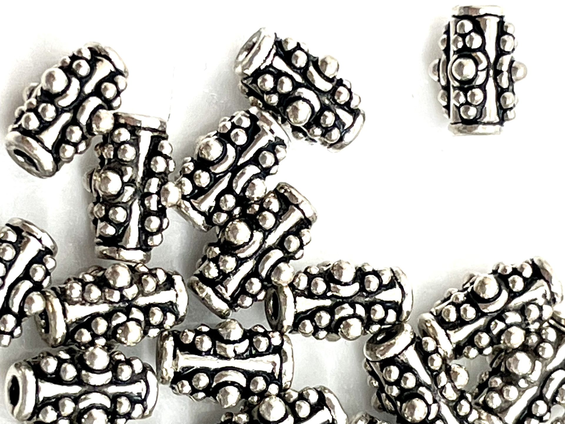 Lot Of Sterling Bali Tube Beads