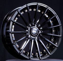 20X8.5 JNC JNC042 GLOSS BLACK W/ GOLD RIVETS Wheels