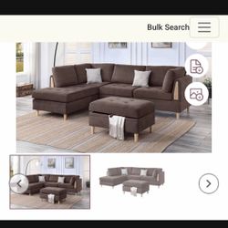3 Pc Sectional Set With Ottoman 