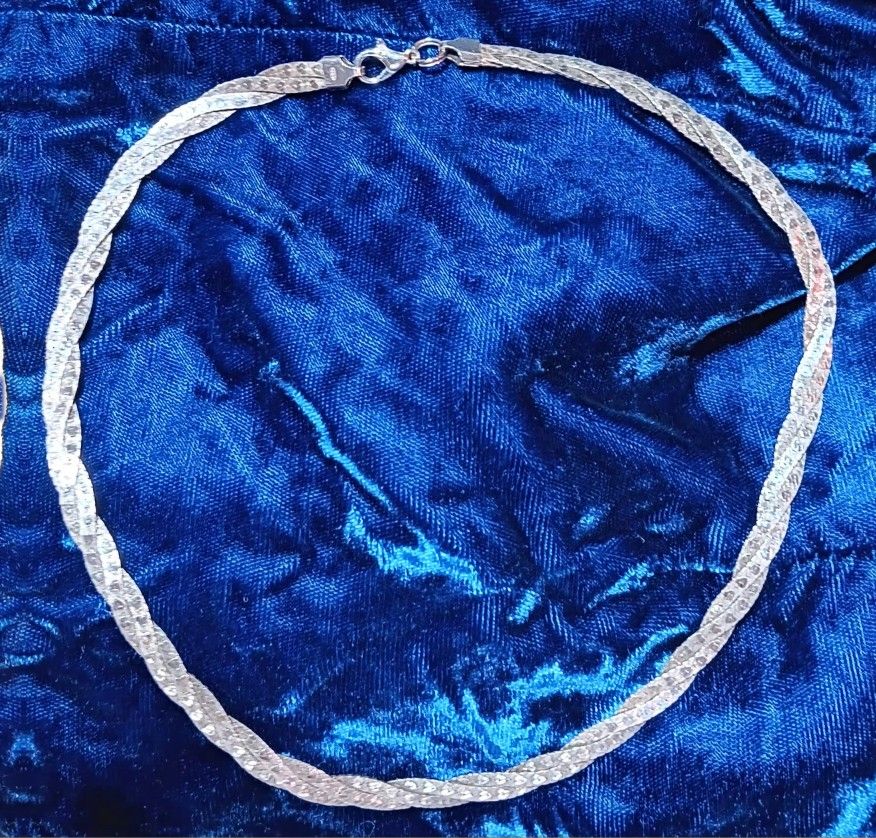 Sterling Silver Braided Serpentine Chain Necklace