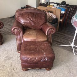 Set Of Brown Leather Couch