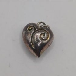 Vintage small Sterling Puffed Heart Pendant/Charm