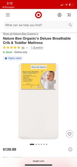 Organic cotton baby mattress (unboxed new)