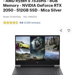 HP - Victus 15.6" Gaming Laptop - AMD Ryzen 5 7535HS - 8GB Memory - NVIDIA GeForce RTX 2050 - 512GB SSD - Mica Silver