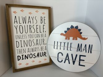 2-Piece “Little Man Cave” Kids’ Dinosaur Wall Decor Package from Hobby Lobby