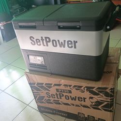 Setpower PT35 12V Portable Car Refrigerator Freezer with AC Adapter, 37 Quart Dual Zone Outdoor Fridge, 0℉-50℉, Separate Temperature Control, 3-Year W