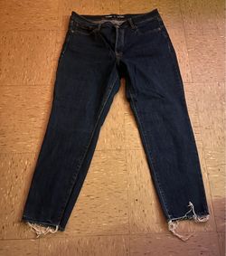 Old Navy dark blue wash frayed hem jeans