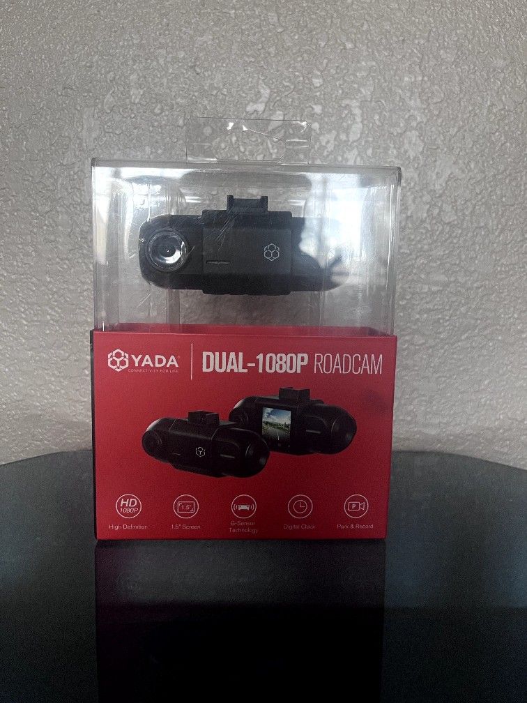 YADA Dual 1080P Roadcam with Front and Rear Facing Cameras, 120 Degree Wide Angle Lens, 1.5" LCD Screen, G-Sensor Technology with Park and Record Mode