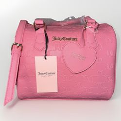 Juicy Couture Fame Satchel Crossbody Pink Tulle Purse With Heart KeyChain