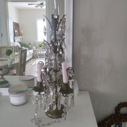 Antique French Crystal Candelabra