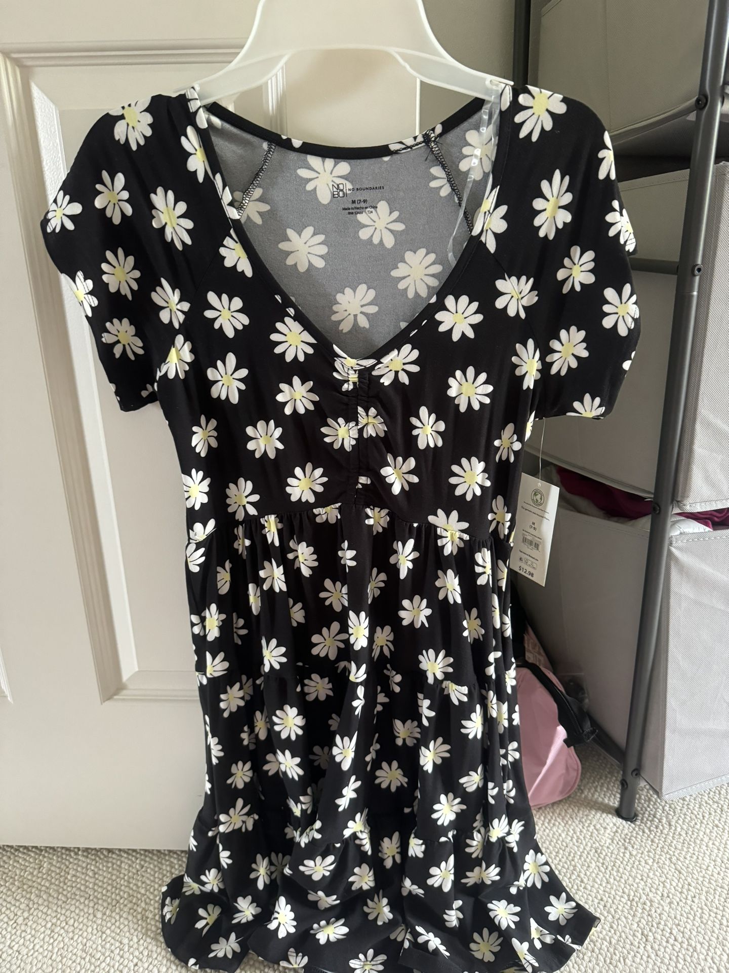 Womens Black Floral Sundress