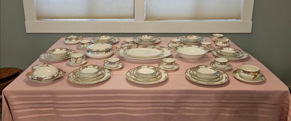 Antique Haviland Limoges France Porcelain China Set - 61 Pc "Paisley" Pattern