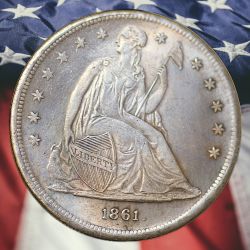 1861 Seated Liberty Dollar Silver Plated Novelty Coin - Cir