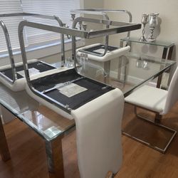 5 Piece Stainless Steel Glass Dining Table