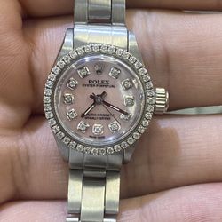 Ladies Pink Pearl Rolex Diamonds Box Papers Buy Sale Trade