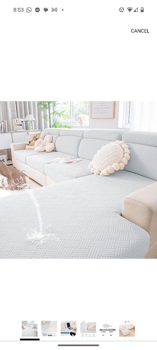 hyha Waterproof Couch Cushion Covers for Sectional Sofa, Magic Sofa Covers Washable, Sectional Sofa Couch Cushion Covers L Shape,Chaise Lounge Cover w