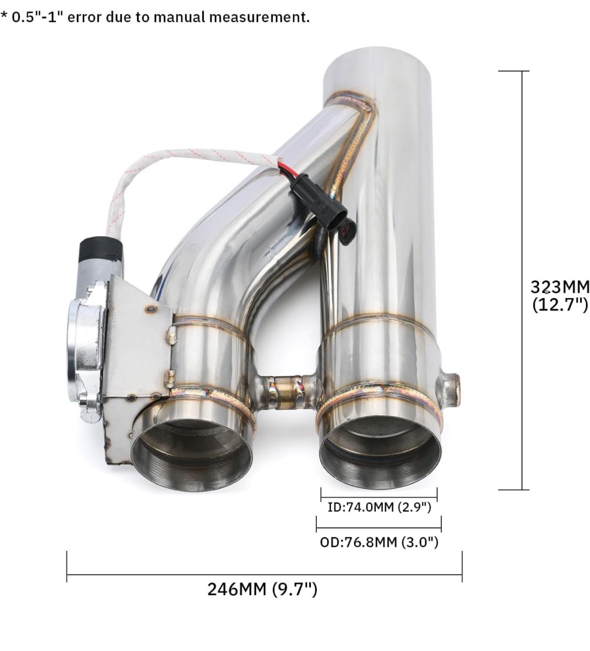 Universal 3 Inch Stainless Steel Exhaust Pipe 2PCS Kit
