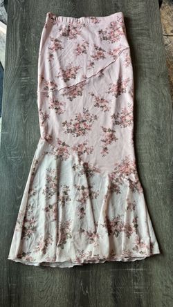 Pink Floral Mesh Maxi Skirt